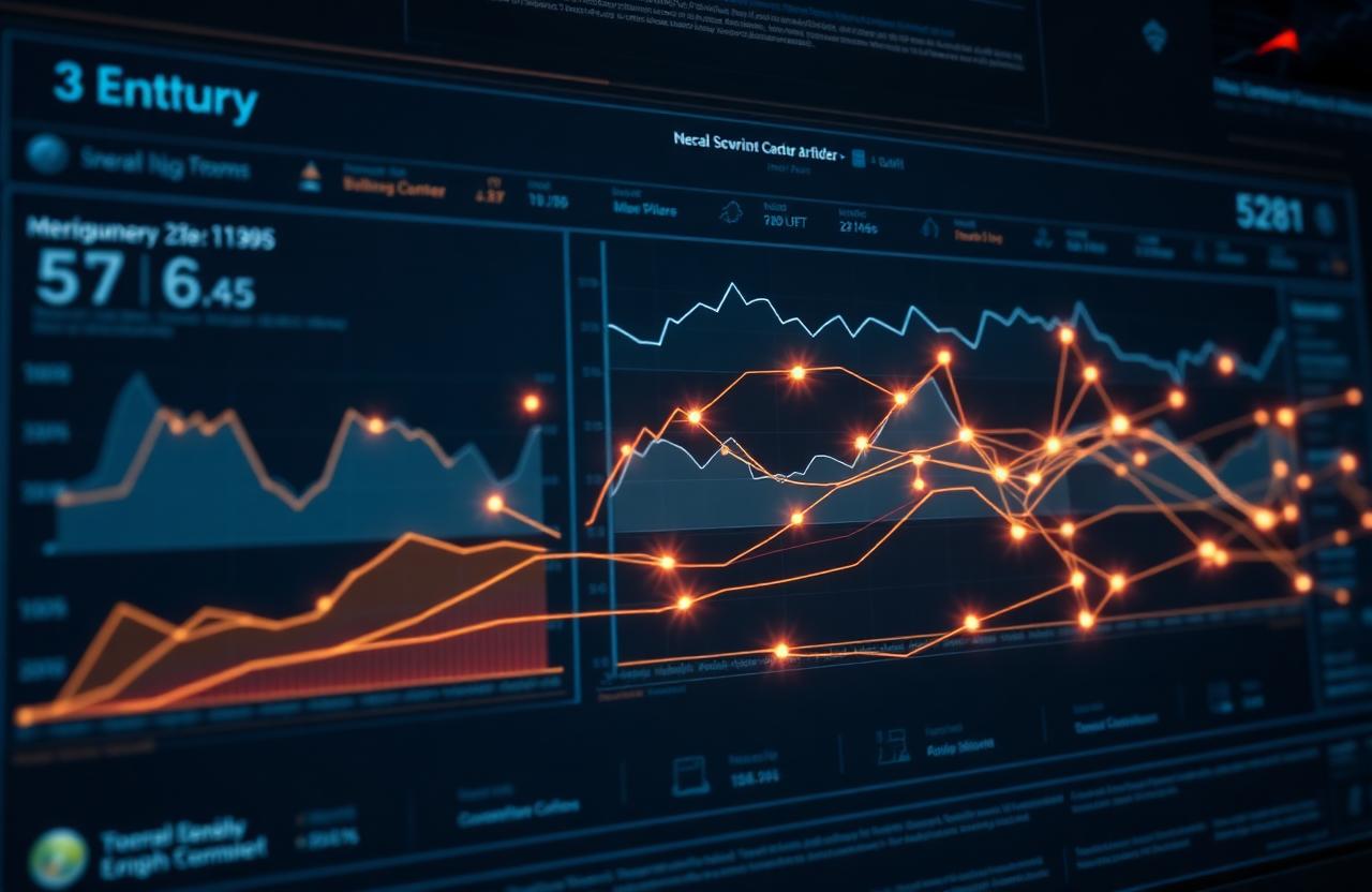 Dark observability dashboard showing LLM trace timelines, token usage, latency distributions, and a glowing network of agent calls
